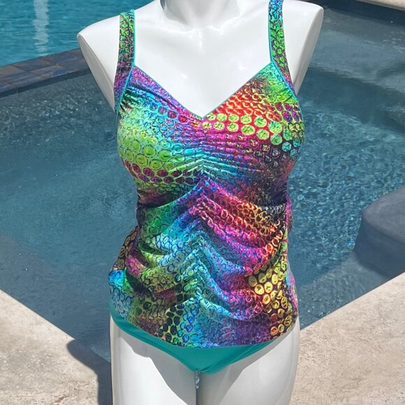 NWT Sunflair Tankini Swim set with Jewel Bold print Size 10 Medium - Picture 2 of 8